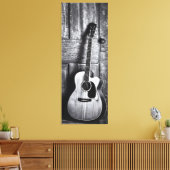 Rustikale akustische Gitarre in Schwarz und Weiß Leinwanddruck (Insitu (Wohnzimmer))