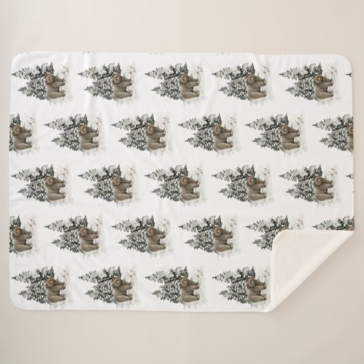 Rustikale Alaska Cabin Grizzly Bärenwald Sherpadecke (Vorderseite (Horizontal))