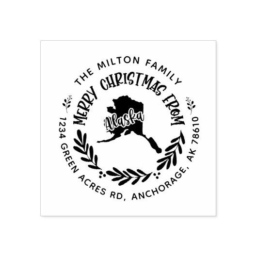 rustikale Alaska fröhliche Weihnachten Rücksendead Gummistempel (Prägung)