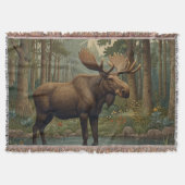Rustikale Alaska-Moose boho Wald Wald grün Decke (Vorderseite)