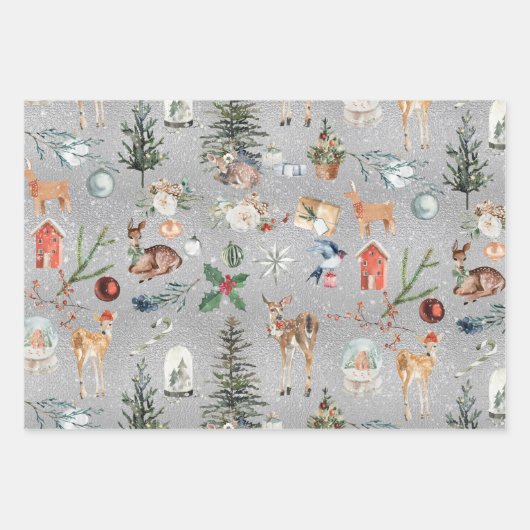 Rustikale Alles Weihnachten Kraft Gold & Silver Geschenkpapier Set (Vorderseite 2)