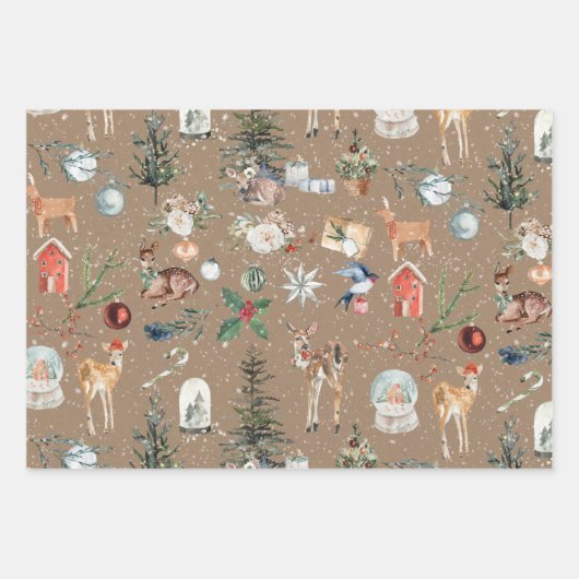 Rustikale Alles Weihnachten Kraft Gold & Silver Geschenkpapier Set (Vorderseite)