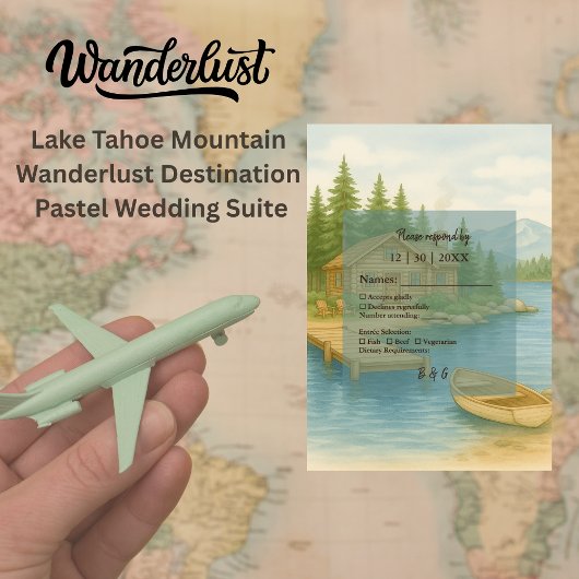 Rustikale Alp Lake Tahoe Hochzeit RSVP Karte
