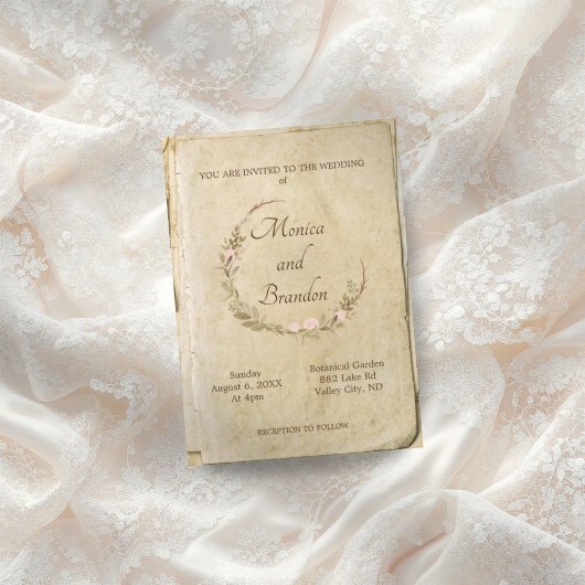 Rustikale Alt Paper Vintage Hochzeit Einladung