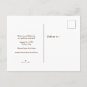 Rustikale Alt-Papier-Hochzeit Save the Date Ankündigungspostkarte (Rückseite)