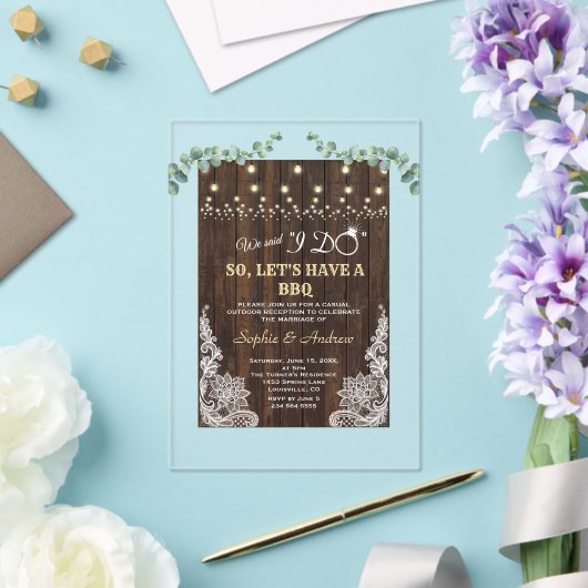 Rustikale alte Barriere Spitze Eukalyptus Ich mach Acryleinladungen (In Situ (Hochzeit))