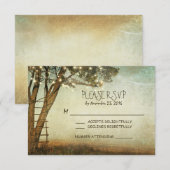 Rustikale alte Baum- und Streichellichter Hochzeit RSVP Karte (Vorne/Hinten)