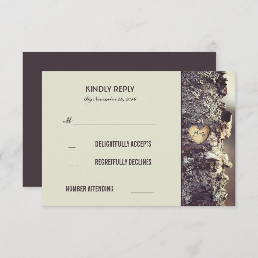 Rustikale Alte Bäume Hochzeit RSVP Karten (Vorne/Hinten)