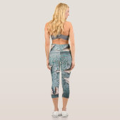 Rustikale alte blaugrüne Farbe Holz Custom Monogra Capri Leggings (Rückseite)