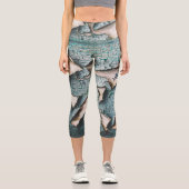 Rustikale alte blaugrüne Farbe Holz Custom Monogra Capri Leggings (Vorderseite)