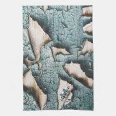 Rustikale alte blaugrüne Farbe Holz Custom Monogra Geschirrtuch (Vertikal)