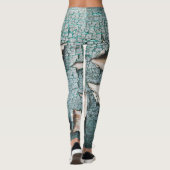 Rustikale alte blaugrüne Farbe Holz Custom Monogra Leggings (Rückseite)