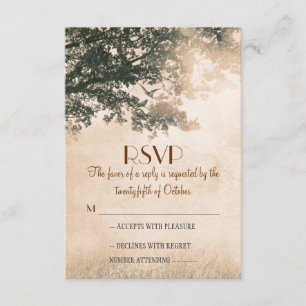 Rustikale alte Eichenbaumhochzeit RSVP Karten