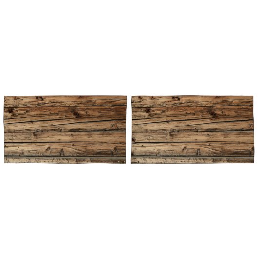 Rustikale alte Eichenholz-Lastwagenbretter Kissenbezug (Vorderseite-Set)