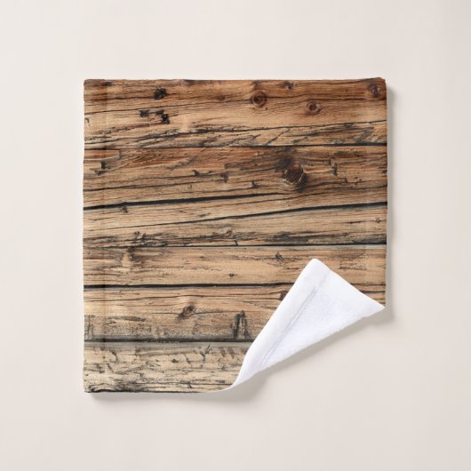 Rustikale, alte Eichenholzwagen Badhandtuch Set (Waschlappen)