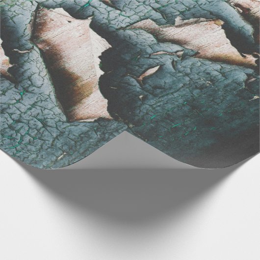 Rustikale, alte, hellblaue Schälfarbe Geschenkpapier (Ecke)