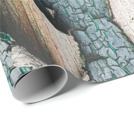 Rustikale, alte, hellblaue Schälfarbe Geschenkpapier (Rolleneckpunkt)