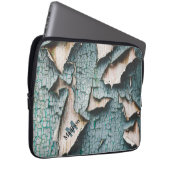 Rustikale, alte, hellblaugrüne Schälfarbe Monogram Laptopschutzhülle (Vorne Rechts)