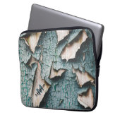 Rustikale, alte, hellblaugrüne Schälfarbe Monogram Laptopschutzhülle (Vorderseite Links)