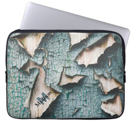 Rustikale, alte, hellblaugrüne Schälfarbe Monogram Laptopschutzhülle