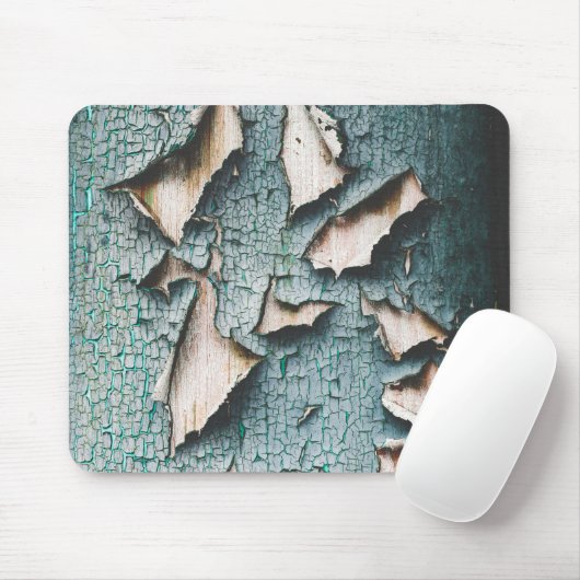 Rustikale alte lichtblaue grüne abblätternde Farbe Mousepad (Mit Mouse)