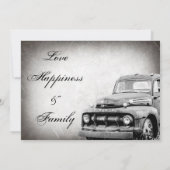 Rustikale alte LKW-Hochzeits-Einladungen Einladung (Rückseite)