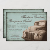 Rustikale Alte LKW Vintage Landhochzeit lädt ein Einladung (Vorne/Hinten)