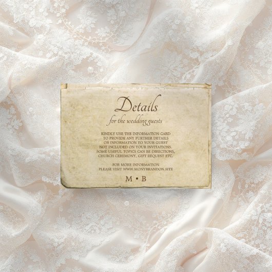 Rustikale alte Papier Jahrgang Hochzeitskarte Begleitkarte