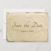 Rustikale alte Papierkarte Save the Date (Vorderseite)