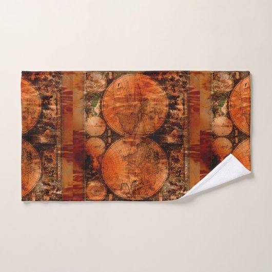 Rustikale Alte Weltkarte Badhandtuch Set (Handtuch)