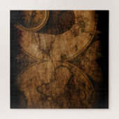 Rustikale Alte Weltkarte und Kompass Puzzle (Horizontal)