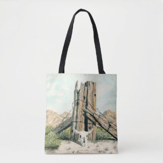 Rustikale alte Westwüste; Wasserfarben-Totetasche Tasche