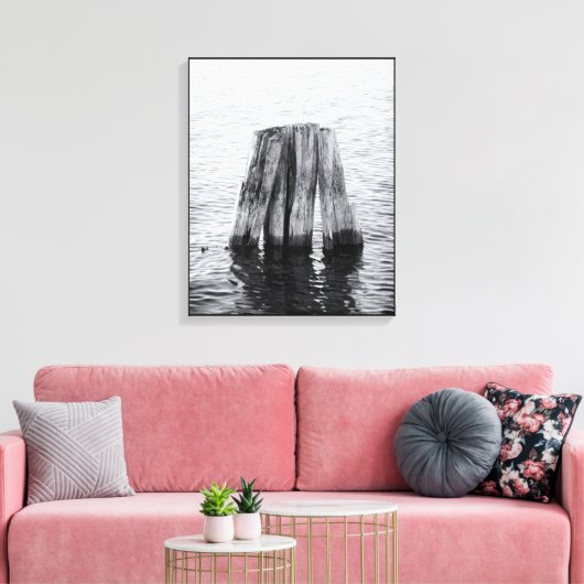 Rustikale Altholzposten am Pier Leinwanddruck (Insitu (Wohnzimmer))