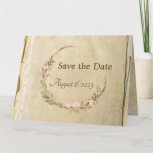Rustikale Altpapierkarte Save the Date Karte