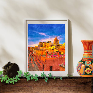 Rustikale Altstadt San Miguel De Allende Malerei Fotodruck