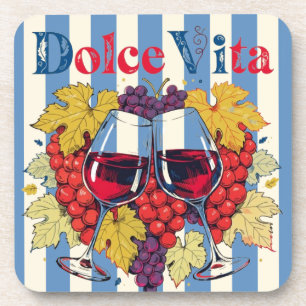 Rustikale Amalfi-Blaue Gestreifte Dolce-Vita-Weing Getränkeuntersetzer