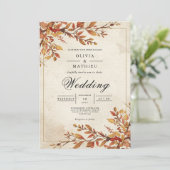 Rustikale Amber Foliage Arch Wedding Einladung (Stehend Vorderseite)