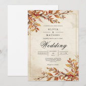 Rustikale Amber Foliage Arch Wedding Einladung (Vorne/Hinten)