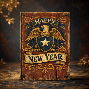 Rustikale Americana-Adler-Schutzmarke Neujahr Feiertagskarte
