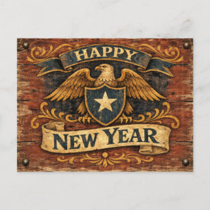 Rustikale Americana-Adler-Schutzmarke Neujahr Feiertagspostkarte