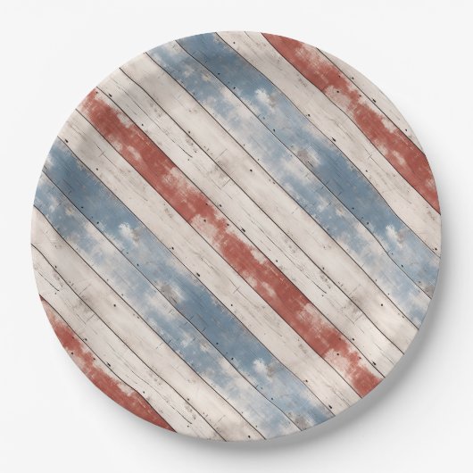 Rustikale Americana-Holzbretter Pappteller (Vorderseite)