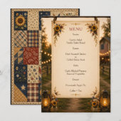 Rustikale Americana-Sonnenblumen-Hochzeitsmenü Menükarte (Vorne/Hinten)