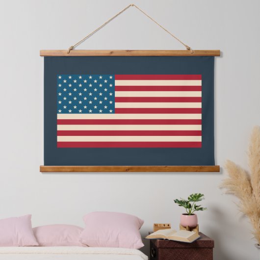 Rustikale amerikanische Flag Wall Art Tapestes Wandteppich Mit Holzrahmen (Schlafzimmer)