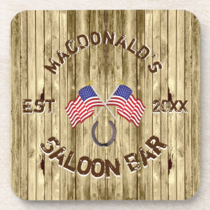 Rustikale amerikanische Flagge Cowboy-Themenbar Getränkeuntersetzer