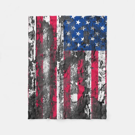 Rustikale amerikanische Flagge Fleecedecke (Vorderseite)