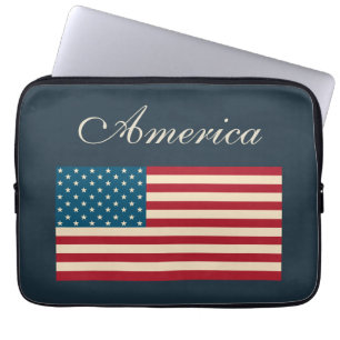 Rustikale amerikanische Flagge Laptop-Hülle Laptopschutzhülle