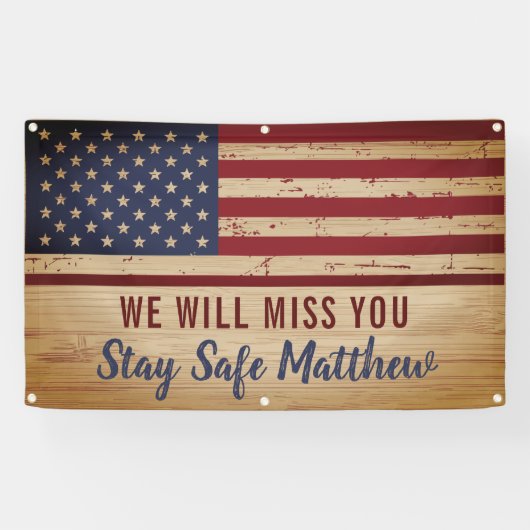 Rustikale amerikanische Flagge - Militärisches Weg Banner (Horizontal)