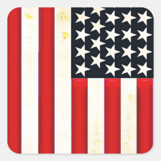 Rustikale amerikanische Flagge Quadratischer Aufkleber