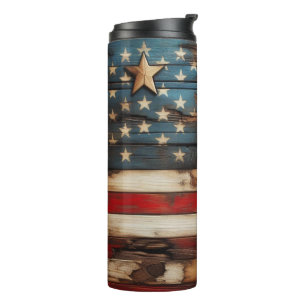 Rustikale amerikanische Flagge Thermosbecher