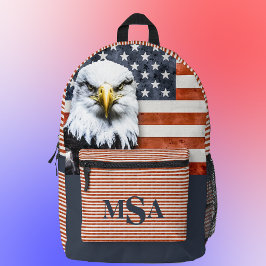 Rustikale amerikanische Flagge und Adler Personali Bedruckter Rucksack